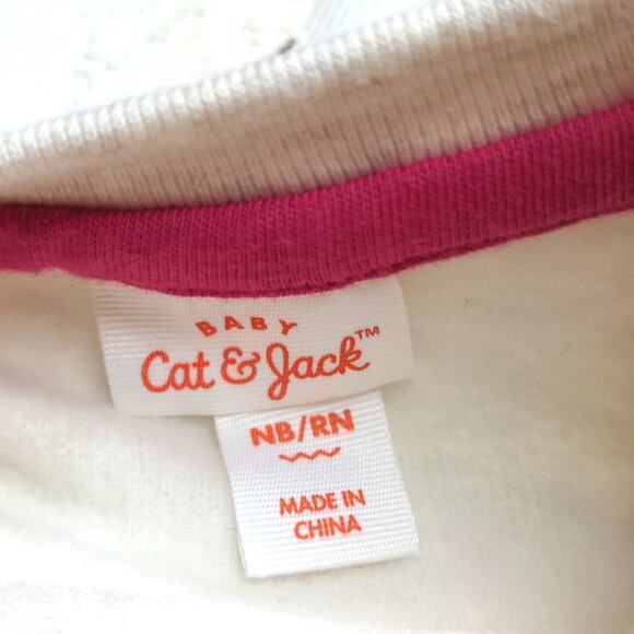 CAT & JACK NB Cream Gray heathered Sequin Heart Sweatshirt Baby NEW Newborn - Picture 4 of 6